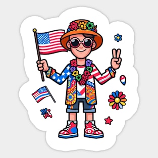 A Whimsical Tribute to American Culture in Cartoon Style T-Shirt Sticker